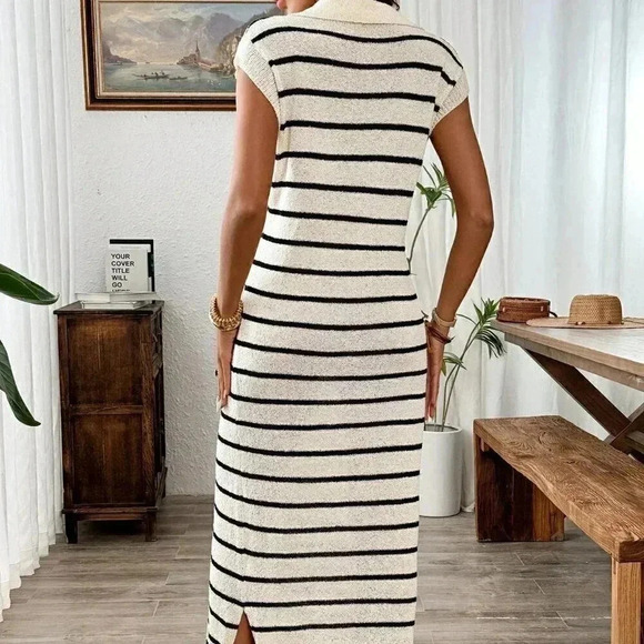 Multicolor Casual Women's Sleeveless Striped Vest Dress - Picture 3 of 7